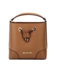 Michael Kors Mercer Small Luggage Pebbled Leather Bucket Crossbody Bag Purse