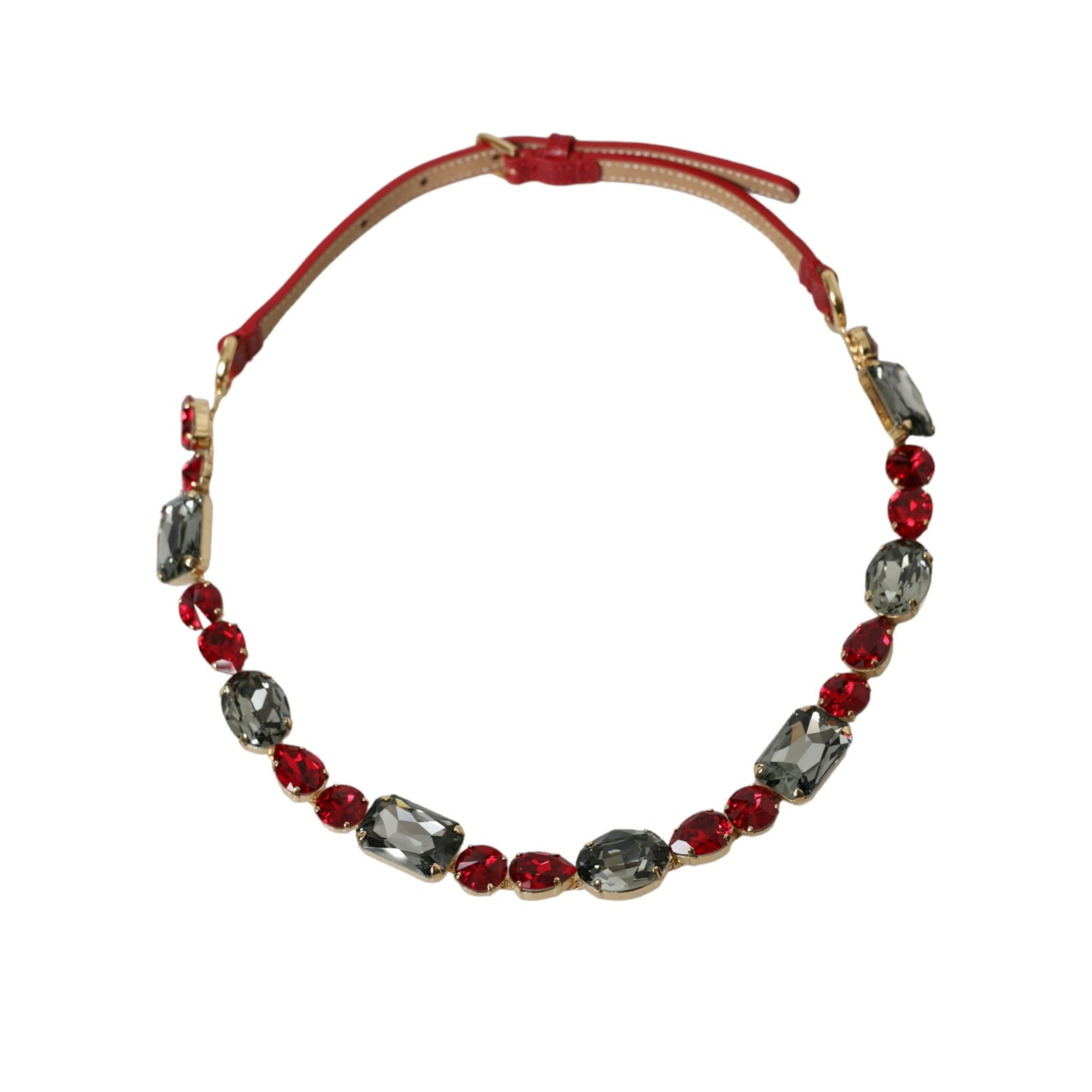 Dolce & Gabbana Radiant Red Crystal Buckle Waist Belt