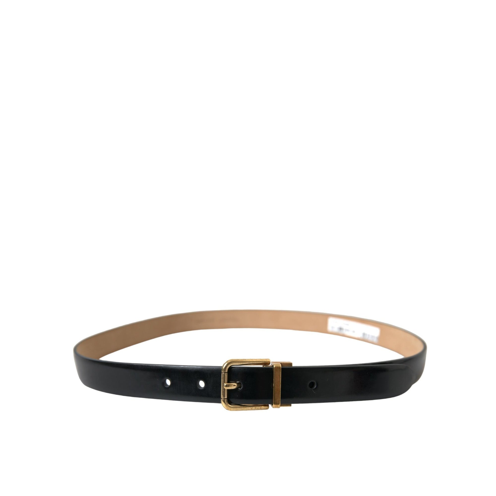 Dolce & Gabbana Elegant Black Leather Waist Belt with Logo Buckle