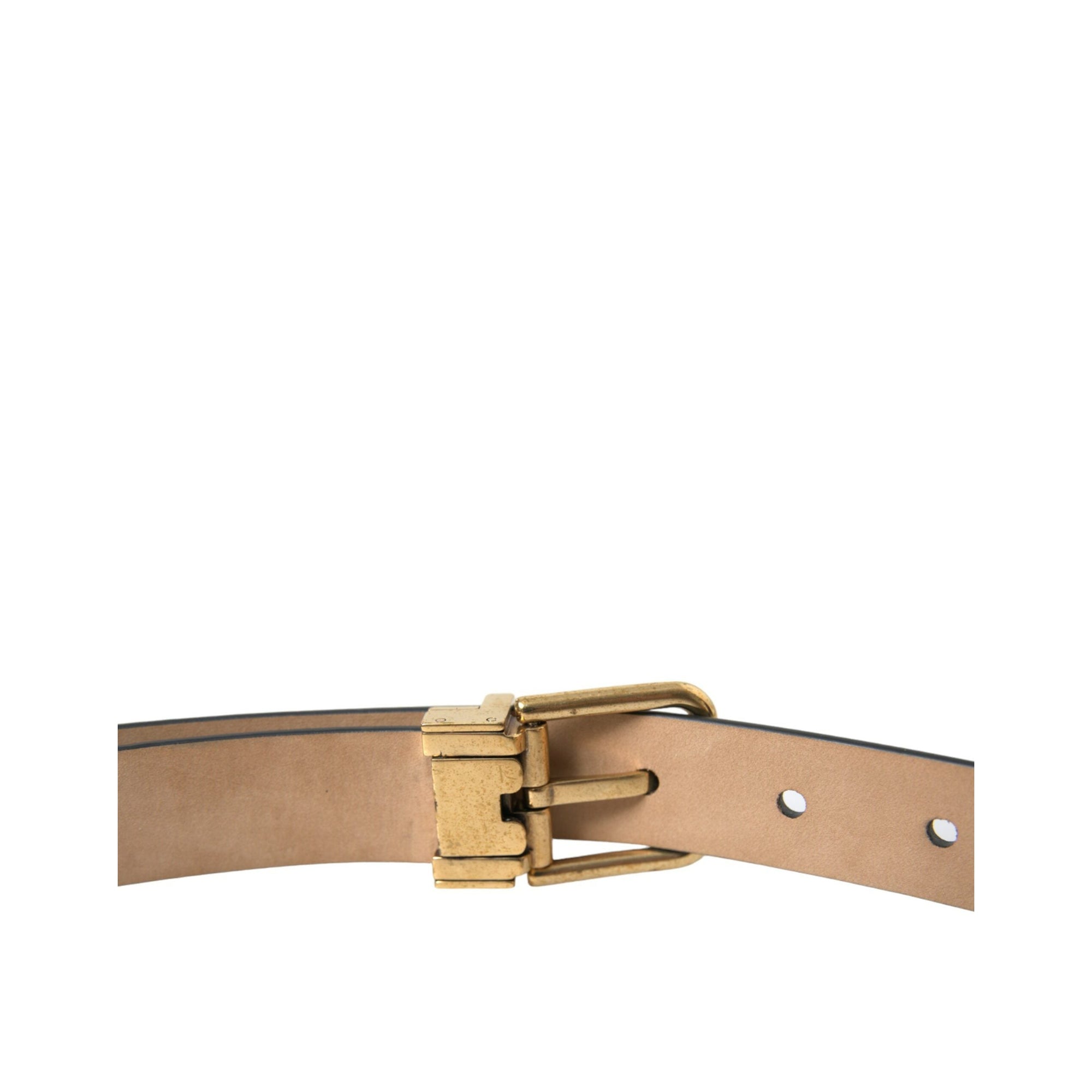 Dolce & Gabbana Elegant Black Leather Waist Belt with Logo Buckle