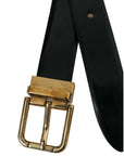 Dolce & Gabbana Elegant Black Leather Waist Belt with Logo Buckle