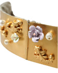 Dolce & Gabbana Elegant Gold-Tone Faux Pearl Floral Belt