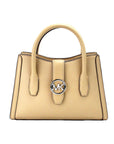 Michael Kors Gabby Small Camel Faux Leather Top Zip Satchel Crossbody Bag