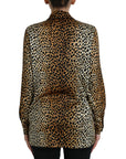 Dolce & Gabbana Elegant Brown Animal Print Silk Blouse