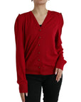 Dolce & Gabbana Elegant Red V-Neck Wool Cardigan