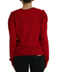 Dolce & Gabbana Elegant Red V-Neck Wool Cardigan