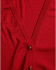 Dolce & Gabbana Elegant Red V-Neck Wool Cardigan