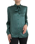 Dolce & Gabbana Elegant Dark Green Silk Blouse Top