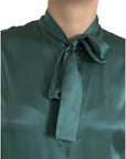 Dolce & Gabbana Elegant Dark Green Silk Blouse Top