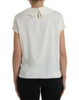 Dolce & Gabbana Elegant Off-White Lace-Trim Silk Blouse