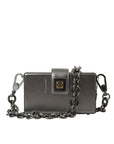Dolce & Gabbana Metallic Gray Calfskin Shoulder Bag with Chain Strap