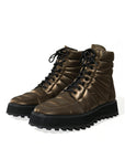 Dolce & Gabbana Bronze Plateau Padded Boots with DG Logo Plate