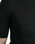 Dolce & Gabbana Elegant Silk Crew Neck Tee in Dark Grey