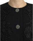 Dolce & Gabbana Elegant Floral Buttoned Wool Trench Coat