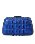 Balenciaga Electric Blue Crocodile Skin Clutch