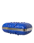 Balenciaga Electric Blue Crocodile Skin Clutch