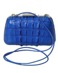 Balenciaga Electric Blue Crocodile Skin Clutch