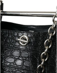 Balenciaga Elegant Black Crocodile Leather Maxi Bucket Bag