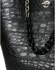 Balenciaga Elegant Black Crocodile Leather Maxi Bucket Bag