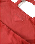 Prada Chic Red and White Fabric Tote Bag