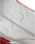 Prada Chic Red and White Fabric Tote Bag