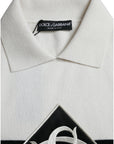 Dolce & Gabbana White DG Logo Collared Henley Shirt T-shirt