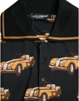 Dolce & Gabbana Black Car Print Short Sleeve Polo T-shirt
