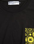 Dolce & Gabbana Black Printed Pocket Cotton Crewneck T-shirt