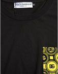 Dolce & Gabbana Black Printed Pocket Cotton Crewneck T-shirt