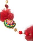 Dolce & Gabbana Gold Brass Red Fur Crystal Waist Torero Waist Belt