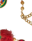 Dolce & Gabbana Gold Brass Red Fur Crystal Waist Torero Waist Belt
