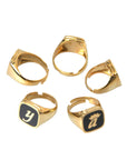 Dolce & Gabbana Gold Brass ROYAL Enamel Set of 5 Ring