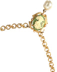 Dolce & Gabbana Gold Brass Chain Pearl Pendant Charm Necklace