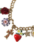 Dolce & Gabbana Gold Chain Rose Cross Strawberry Star Pendant Necklace