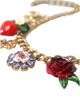Dolce & Gabbana Gold Chain Rose Cross Strawberry Star Pendant Necklace