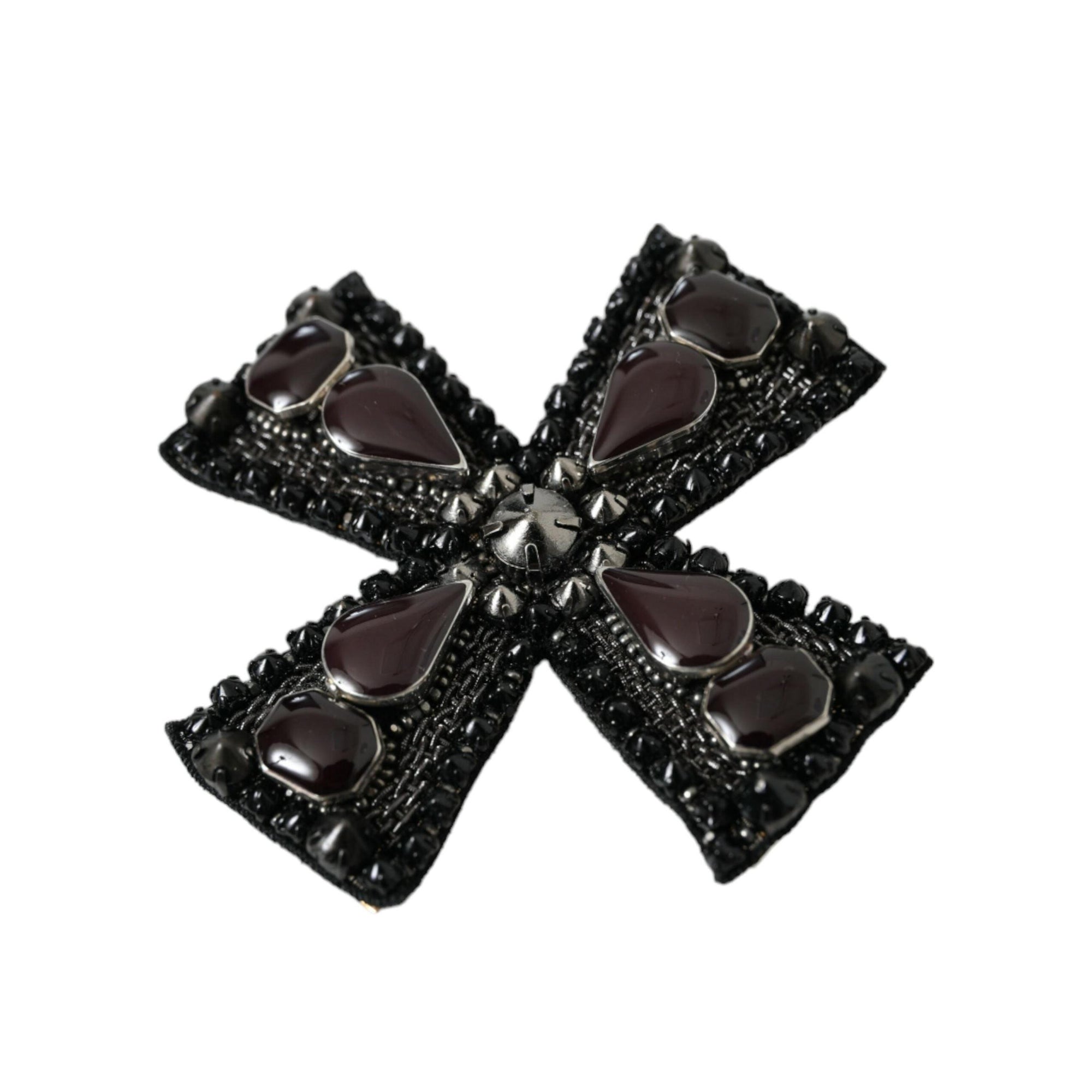 Dolce & Gabbana Black Crystals Embellished Cross Pin Brooch
