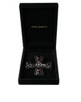 Dolce & Gabbana Black Crystals Embellished Cross Pin Brooch