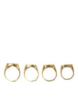 Dolce & Gabbana Gold Brass KING Enamel Set of 4 Ring