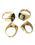 Dolce & Gabbana Gold Brass KING Enamel Set of 4 Ring