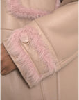 Dolce & Gabbana Beige Pink Lamb Leather Shearling Coat Jacket