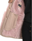 Dolce & Gabbana Beige Pink Lamb Leather Shearling Coat Jacket