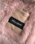 Dolce & Gabbana Beige Pink Lamb Leather Shearling Coat Jacket
