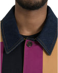 Dolce & Gabbana Multicolor Patchwork Cotton Collared Jacket