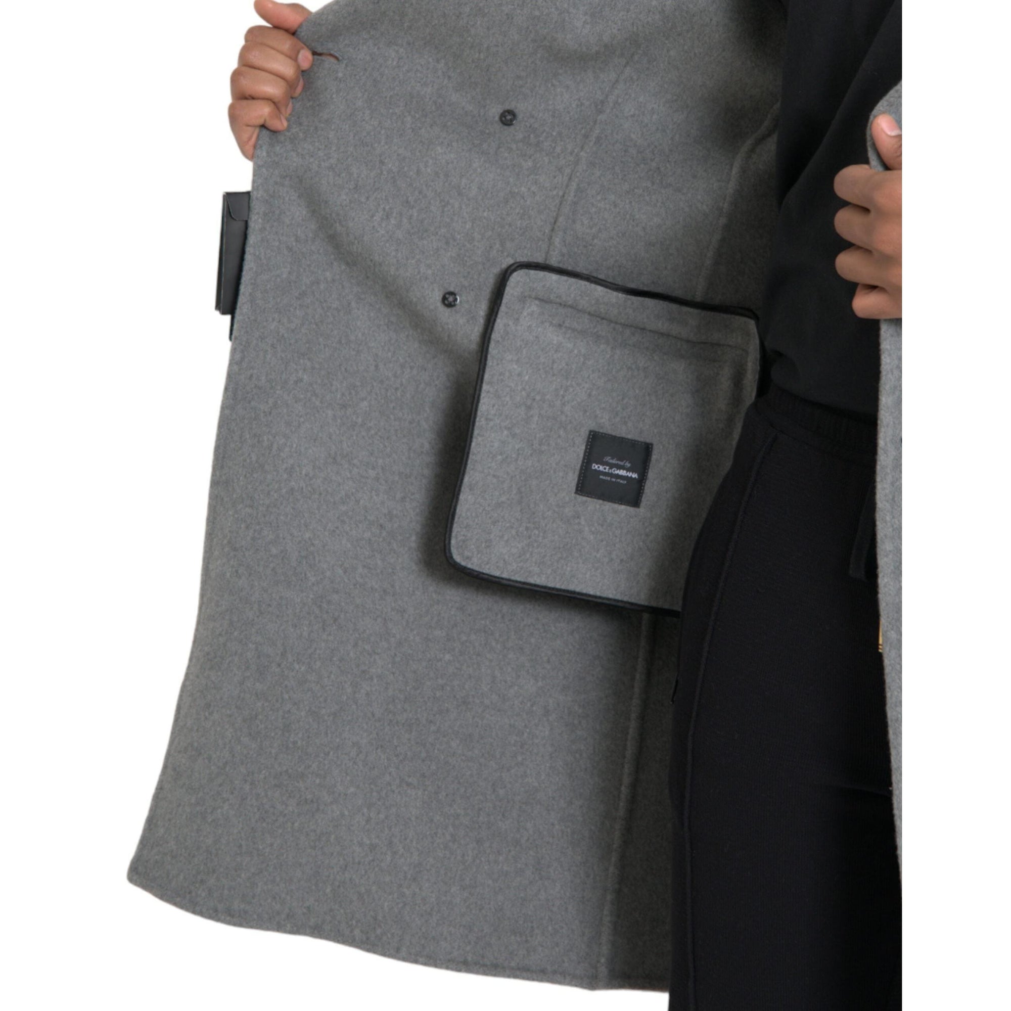 Dolce & Gabbana Gray Double Trench Coat Cashmere Jacket