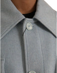 Dolce & Gabbana Light Blue Wool Button Trench Coat Jacket