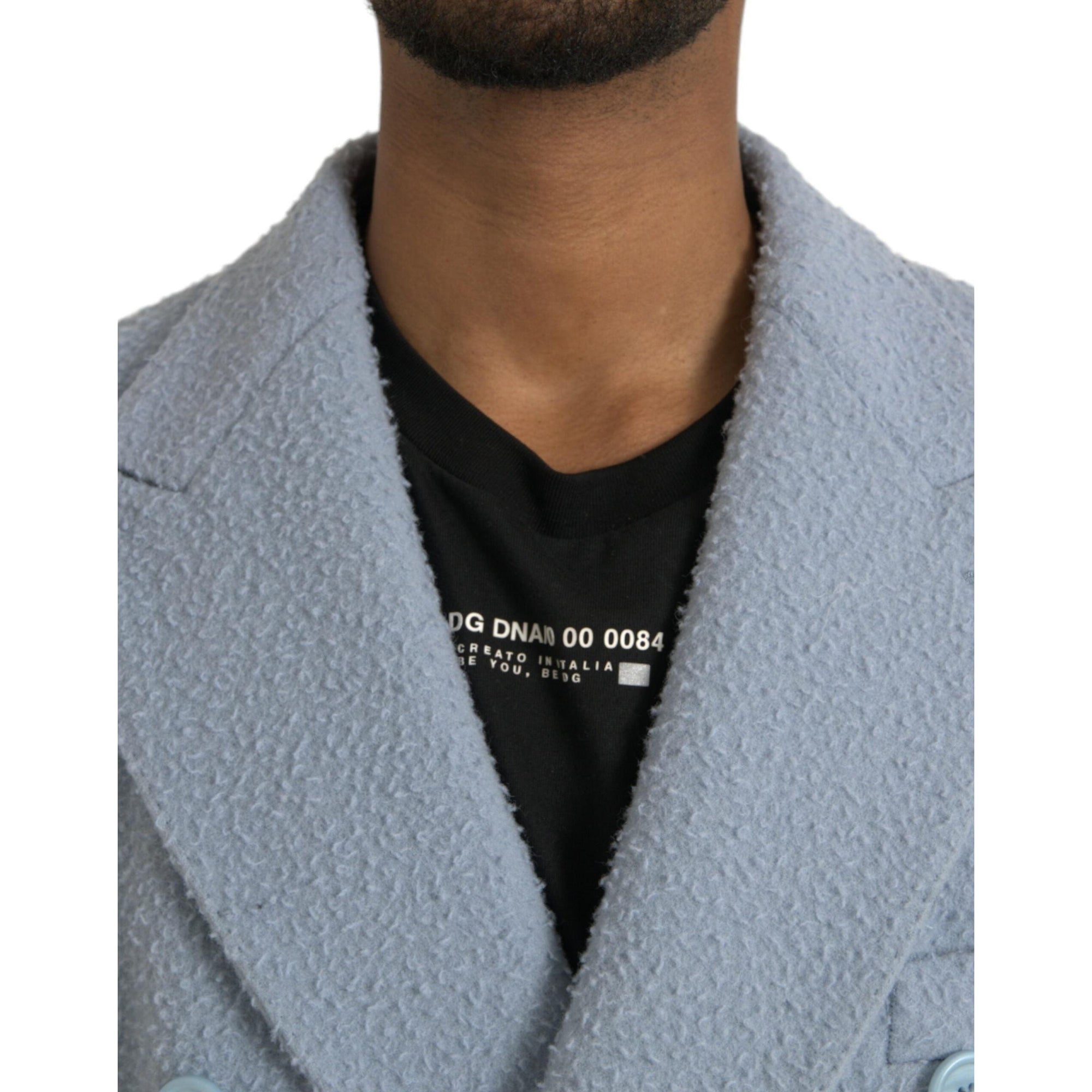 Dolce & Gabbana Blue Double Breasted Long Trench Coat Jacket