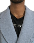 Dolce & Gabbana Blue Double Breasted Long Trench Coat Jacket