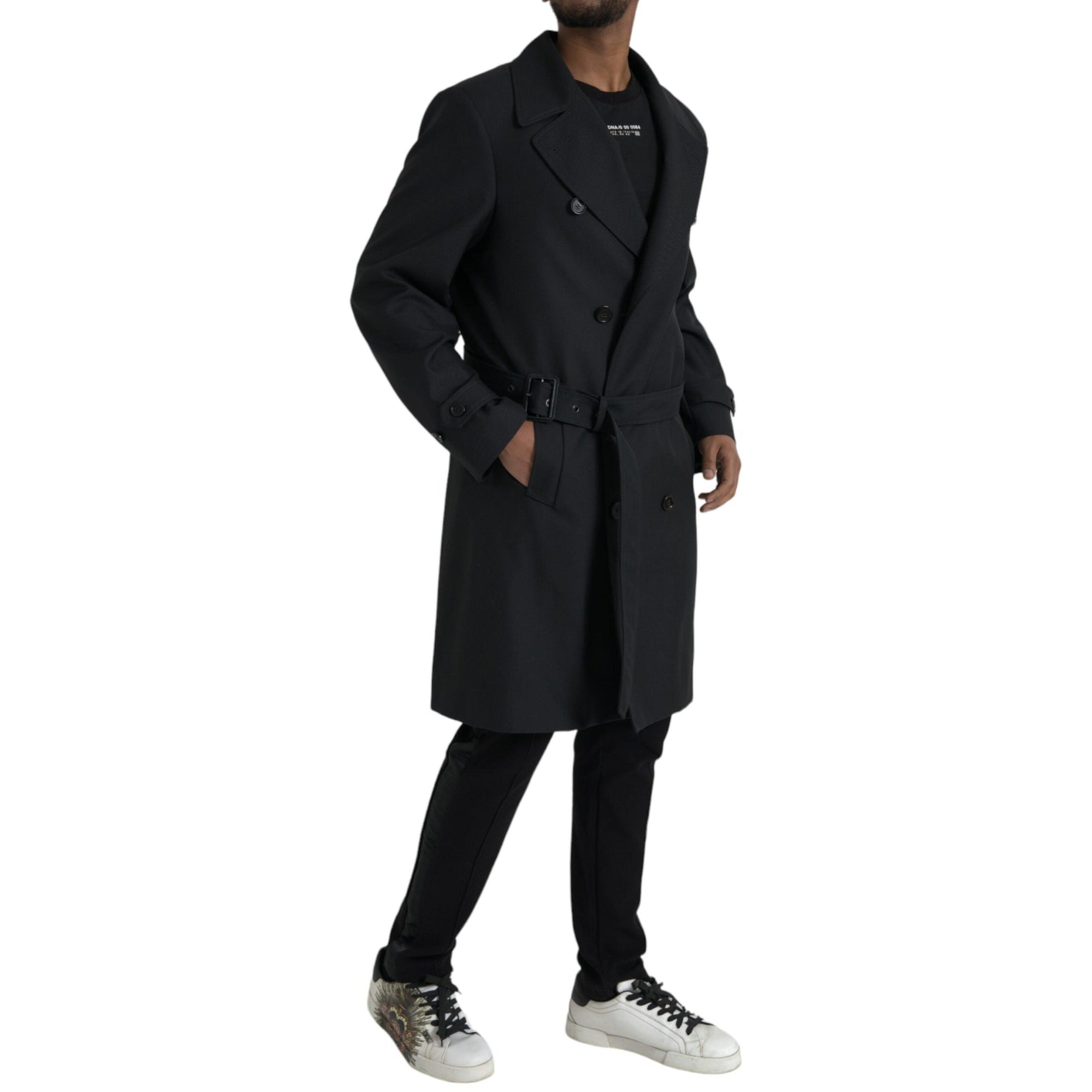 Dolce & Gabbana Black Double Breasted Trench Coat Jacket