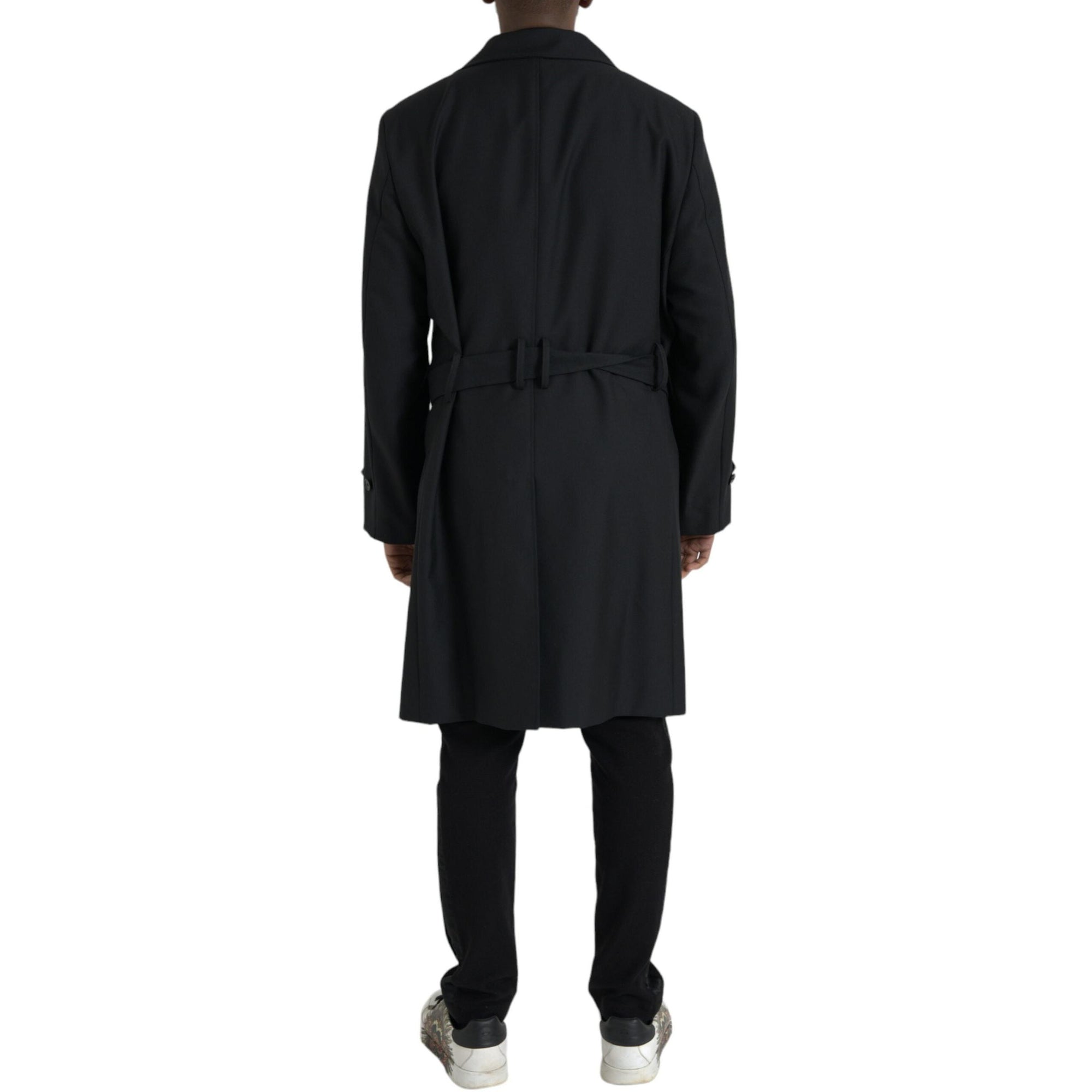 Dolce & Gabbana Black Double Breasted Trench Coat Jacket