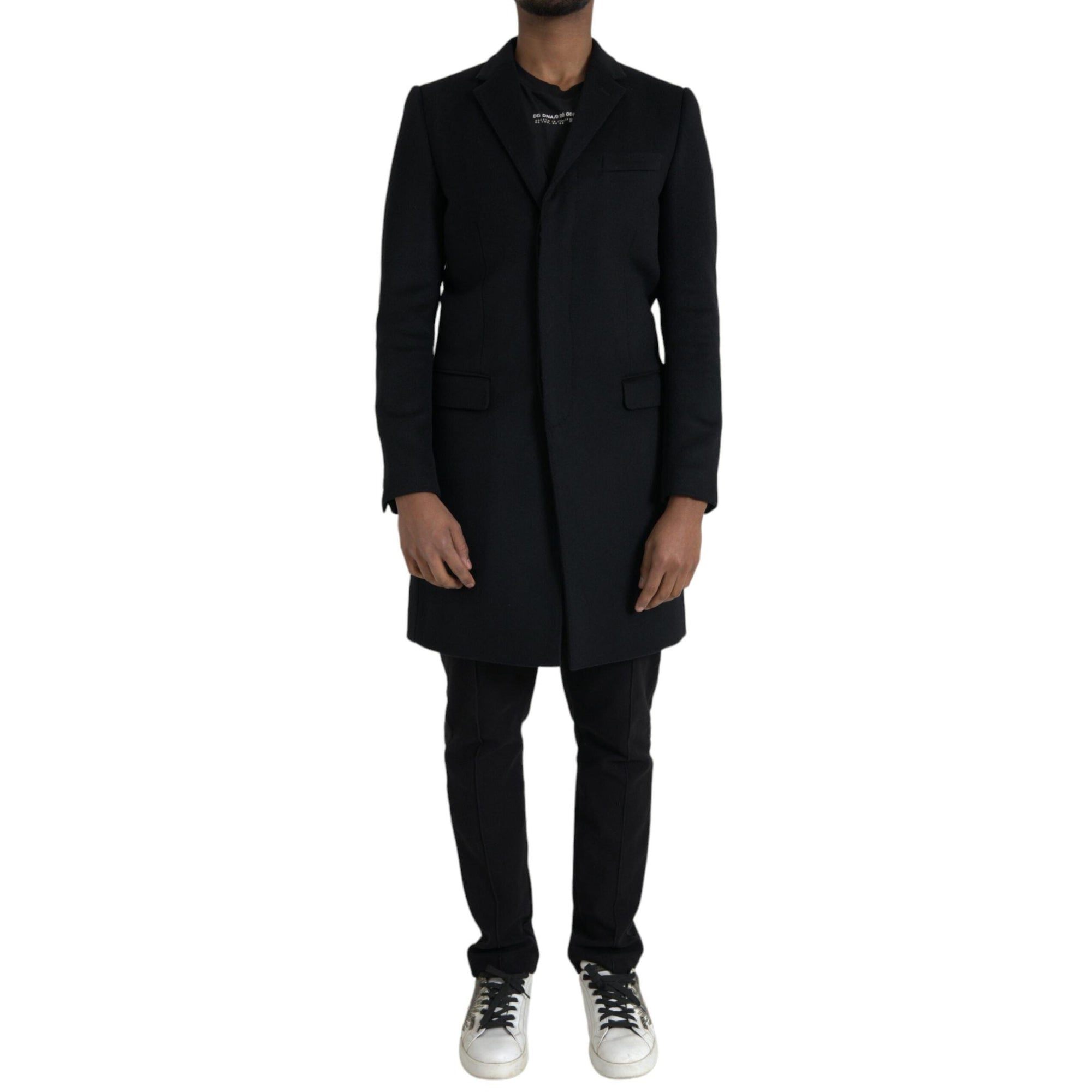Dolce & Gabbana Black Single Breasted Trench Coat Jacket